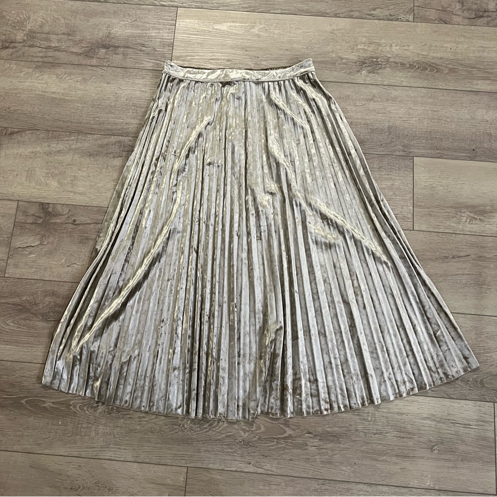 Champagne velvet midi skirt